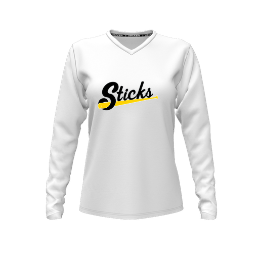 [FTLVCFWH-FYXS-LOGO3] Decker Comfort T-Shirt (Female Youth XS, White, V Neck, Logo 3, Long Sleeve)