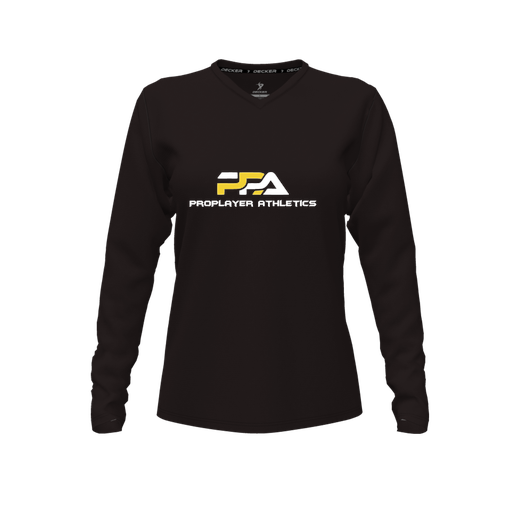 [FTLVCFBK-FYXS-LOGO2] Decker Comfort T-Shirt (Female Youth XS, Black, V Neck, Logo 2, Long Sleeve)