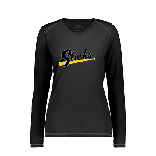 [6847.080.XS-LOGO3] Women's SoftTouch Long Sleeve (Female Adult XS, Black, Logo 3)
