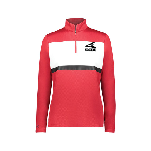 [222791.408.XS-LOGO1] Ladies Bold 1/4 Zip Pullover (Female Adult XS, Red, Logo 1)
