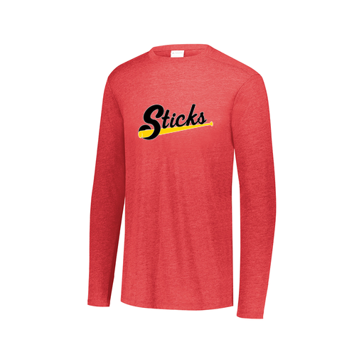 [FTLCUBRD-AXS-LOGO3] Decker Men's Tri-Blend T-Shirt - Long Sleeve (Adult XS, Red, Logo 3)