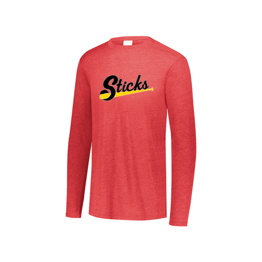 [FTLCUBRD-YS-LOGO3] Decker Youth Tri-Blend T-Shirt - Long Sleeve (Youth S, Red, Logo 3)