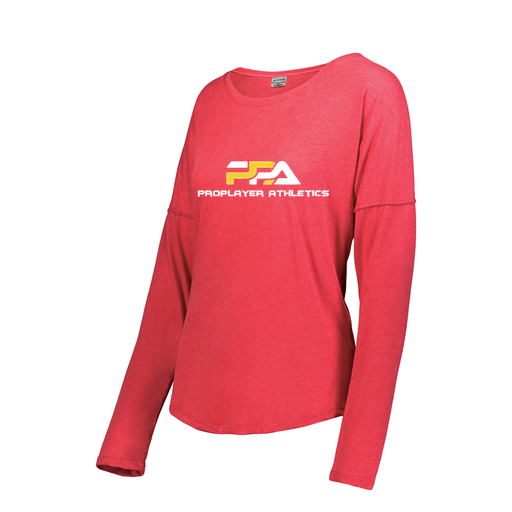 [FTLCUBRD-FAXS-LOGO2] Decker Women's Tri-Blend T-Shirt - Long Sleeve (Female Adult XS, Red, Logo 2)